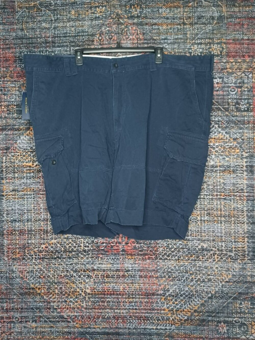 POLO Ralph Lauren mens solid navy flap chino cargo shorts 54B BIG NWT
